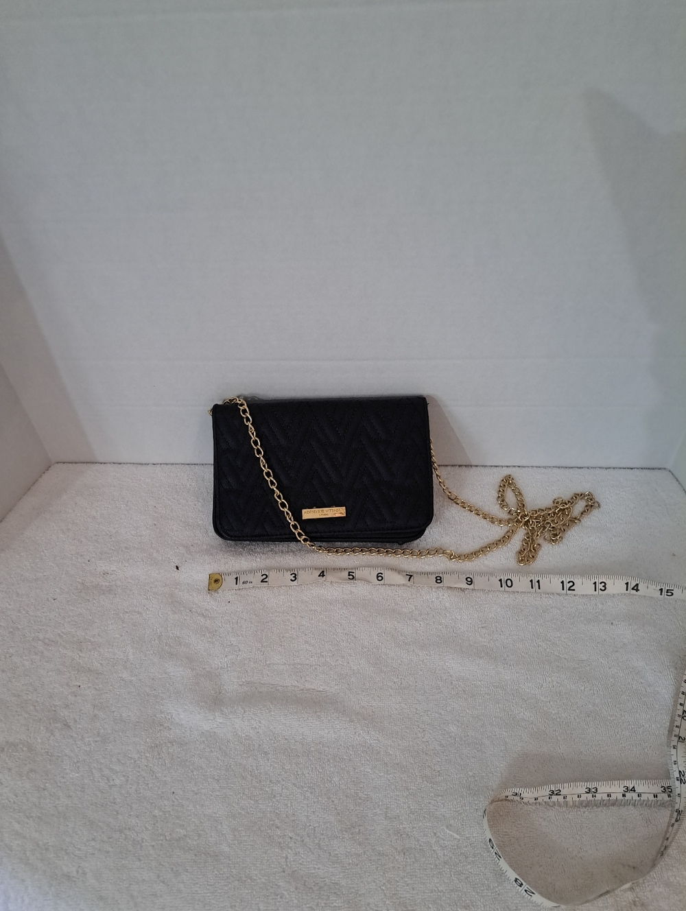 Adrienne Vitadini Black Crossbody Wallet with Gold Chain/Hardware